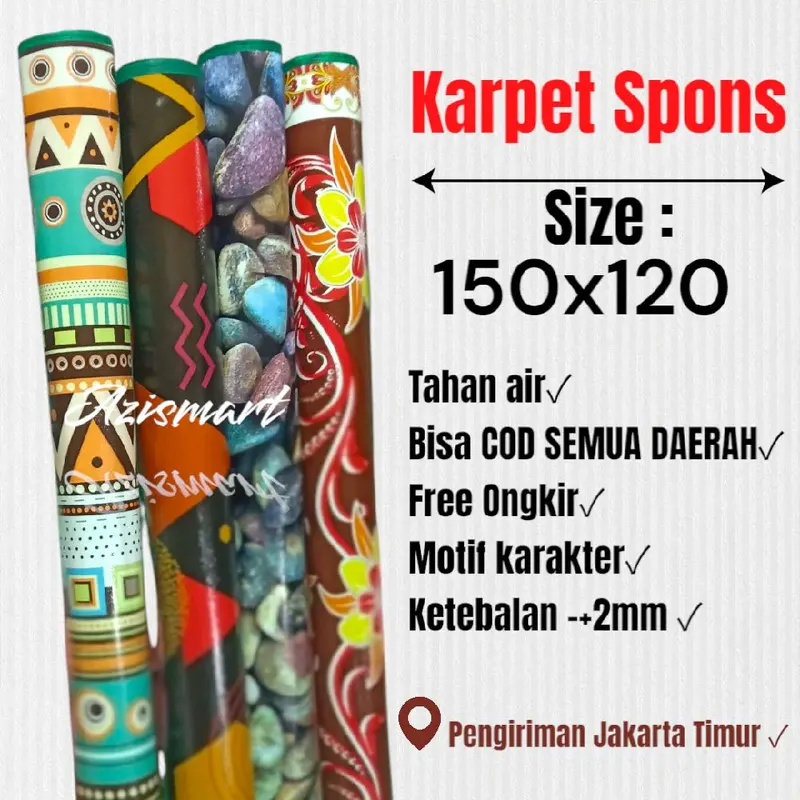 Karpet Tikar Lipat Gulung Eva Spon Ukuran 150x120cm Motif Campur Random Karpet alas Spon Laminating tikar tidur Alas lantai plastik hampers 7