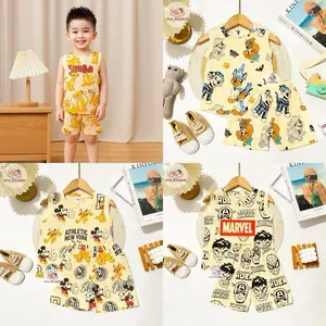 Littlevin Setelan Singlet Anak Laki Laki Full Print  Karakter 0-5 Tahun