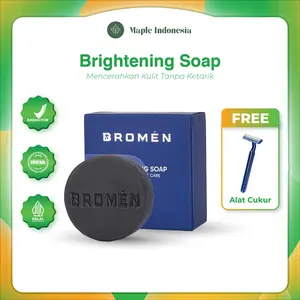 BROMEN Sabun Wajah Pria Brightening Soap Mencerahkan Kulit Kusam BPOM NA18211200254 Dengan Aloevera & Olive Oil