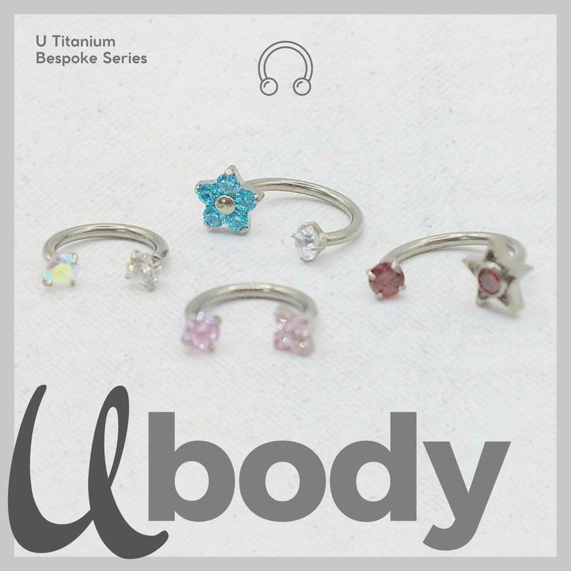 Phụ Kiện XỎ Khuyên Tai UUU BESPOKE TITAN G23 ASTM F-136 Phù Hợp Helix Lobe Cách Điệu Unisex Không Ngứa Không Phải Màu Julies Box 66