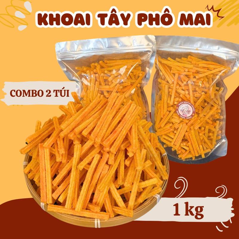 Combo 2 Túi Que Khoai Tây Phô Mai - 1 KG - Snack Ăn Vặt Minh Nguyệt Foods