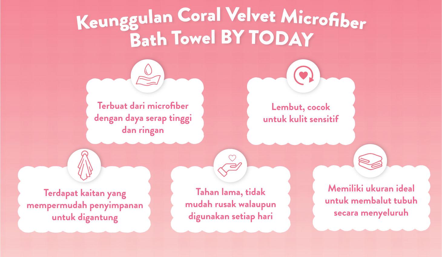 Handduk By Today - Coral Velvet Microfiber Bath Towel Handuk Mandi Badan