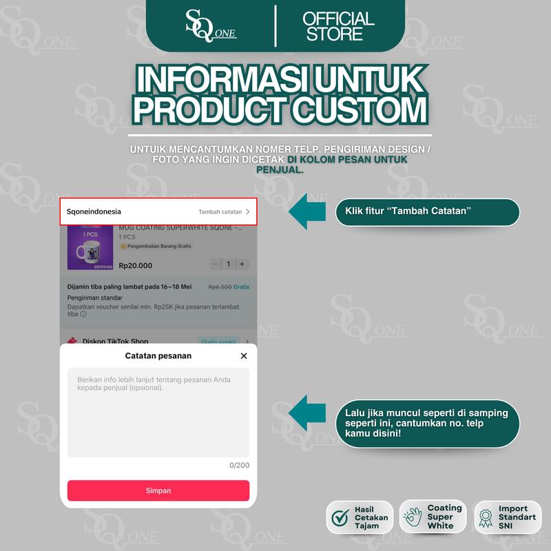 MUG SQONE - MUG WARNA DALAM FULL COLOR BISA CUSTOM DESIGN ATAU FOTO 6