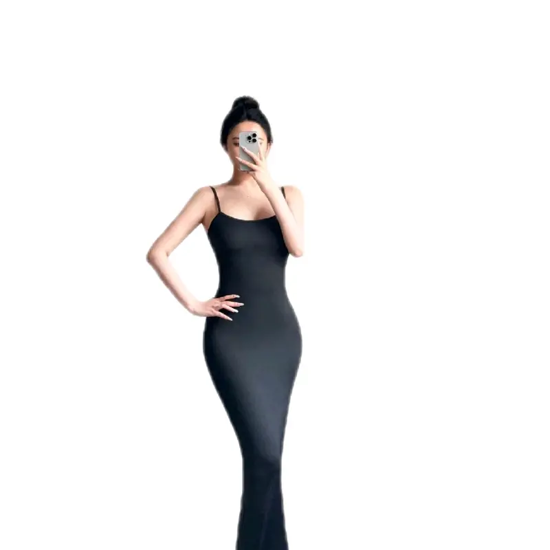 Inara maxi dress wanita bodycon Slim-fitting Polos Casual Lembut Nyaman 0