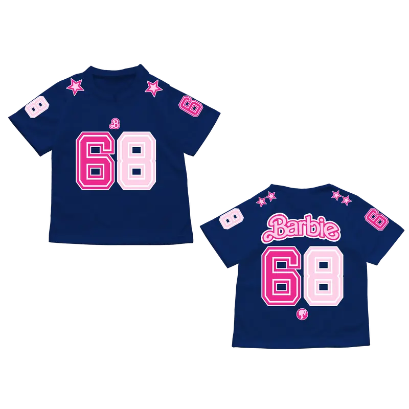 Kaos anak perempuan model jersey printing sablon barbie V1 umur 1-12 tahun bahan halus menyerap keringat  Distro Laki-Laki Minnie Cotton 1