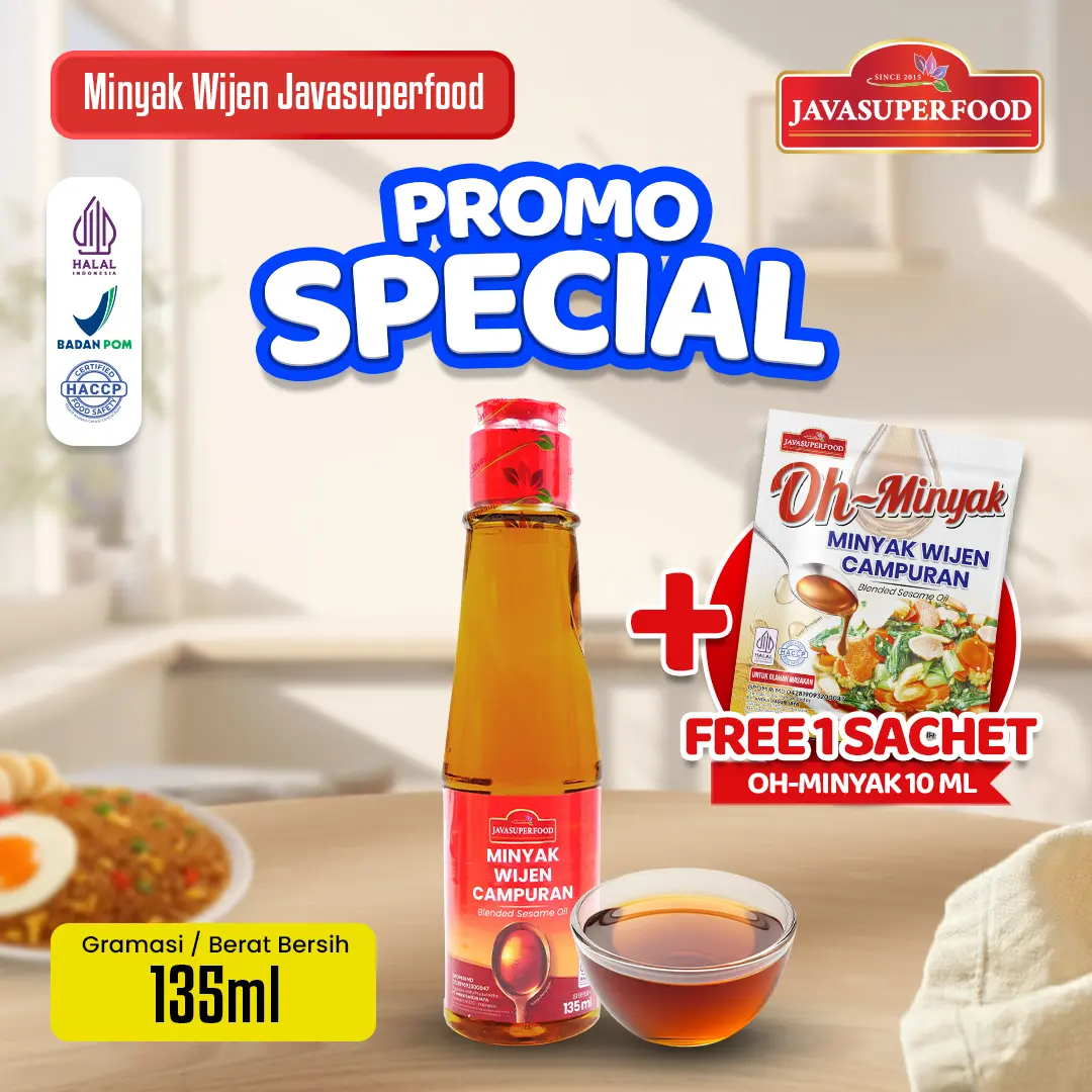 (PROMO SPESIAL) MINYAK WIJEN JAVA SUPER FOOD 135 ML + FREE OH! MINYAK 1 SACHET / SESAME OIL KOREA HALAL