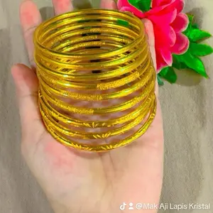 Gelang Keroncong Lapis Emas Balut Kristal Premium