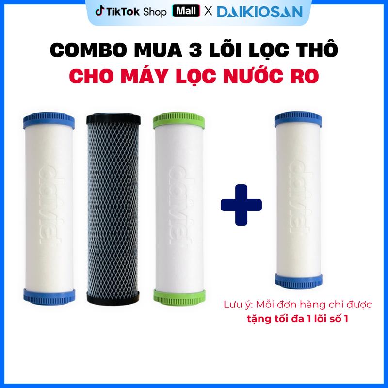 COMBO 3 Lõi Lọc Thô Daikiosan Thay Được Cho Hầu Hết Máy Lọc Nước RO Có Cốc Lọc