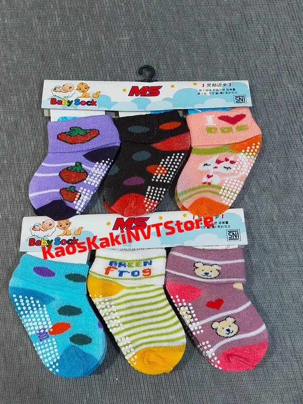 kaos kaki baby isi 3 antislip lipat cewe cowo 1