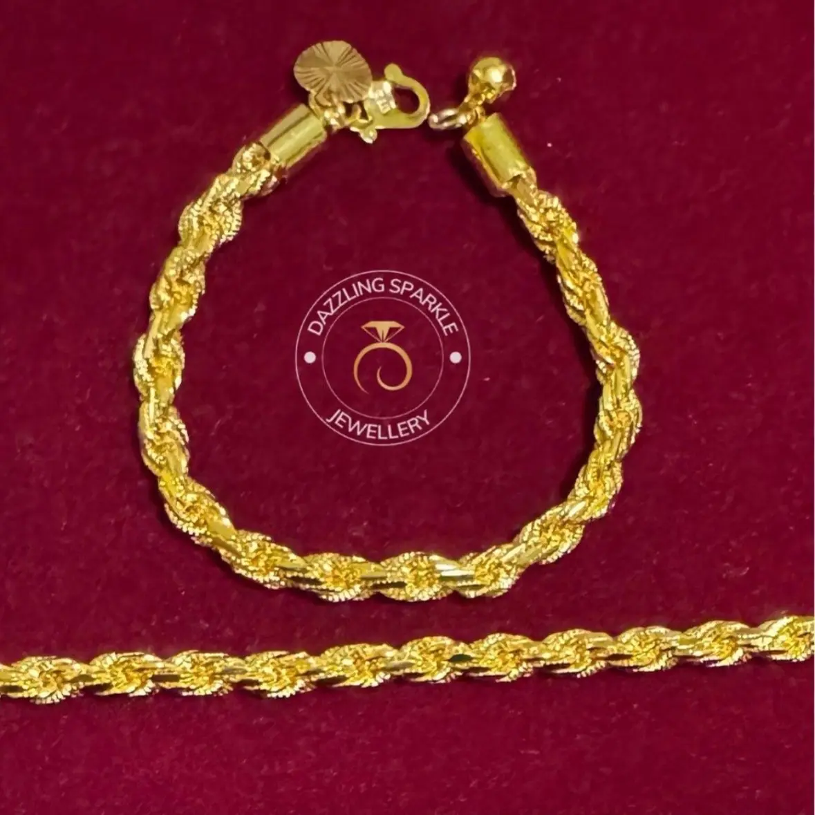 Bracelet Suasa Premium Rope Unisex 916 gold plated with 916 engraving (6mm width/lebar)