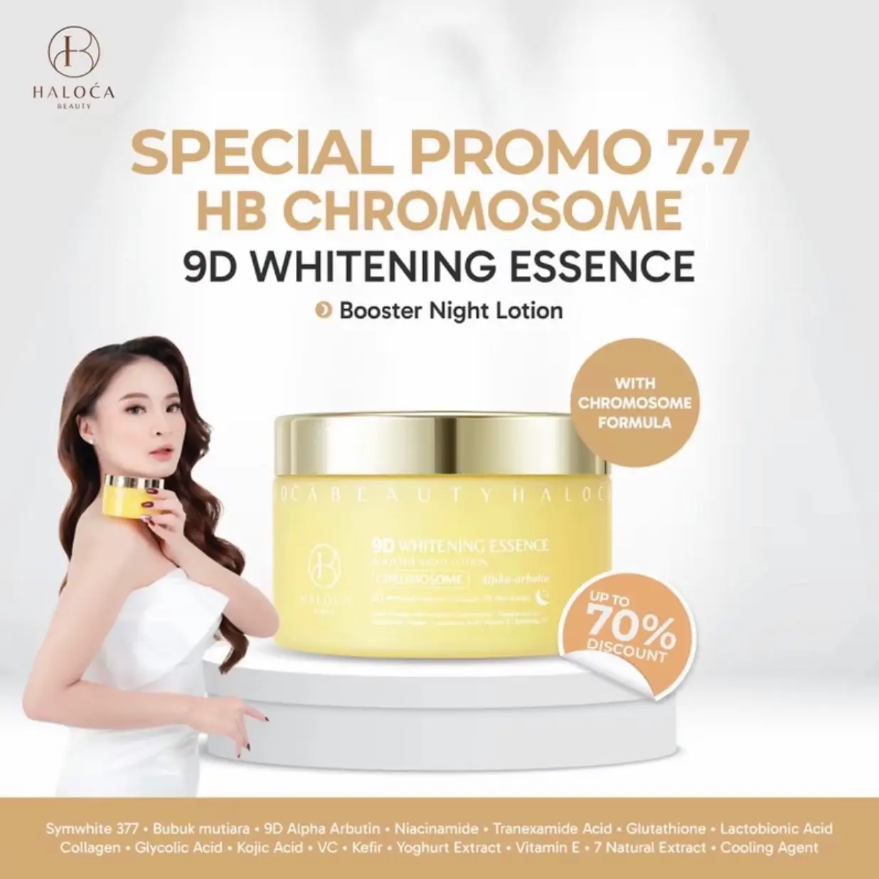 [HALOCA BEUATY] [FORMULA BARU]HB Chromosome Booster Night [250ml] - Lotion Malam dengan 9D Whitening Essence dan Alpha Arbutin - Extract Mencerahkan Memudarkan Pelembab