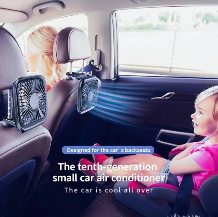 Rotation Head Portable Car Seat Clip Fan Strong Wind Air Cooler Summer Car Fan Air