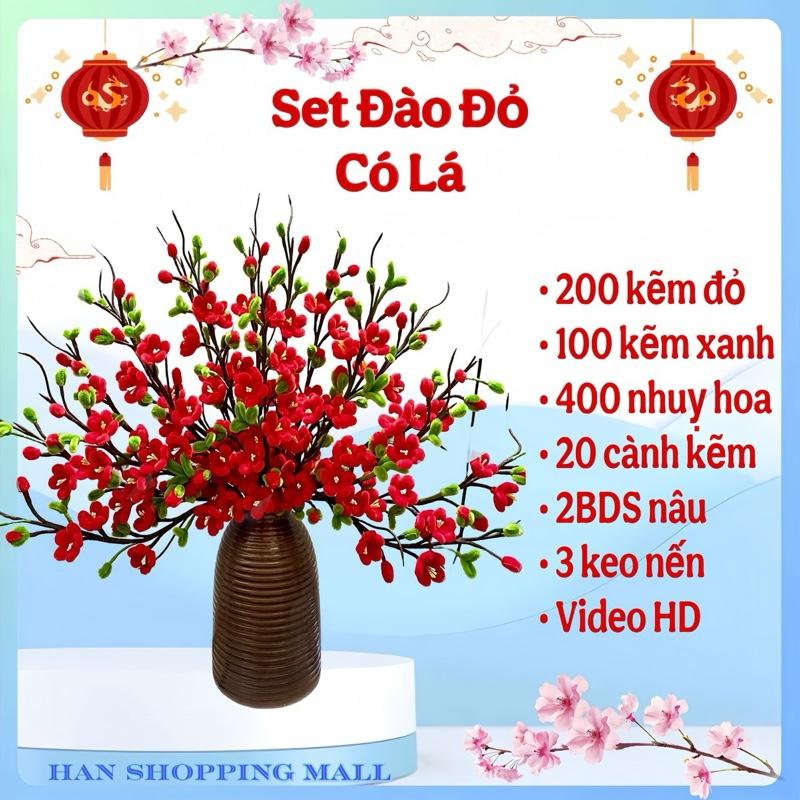 Bộ nguyên liệu làm hoa ĐÀO ĐỎ từ kẽm nhung trang trí tết Diy Decor Decor Phòng