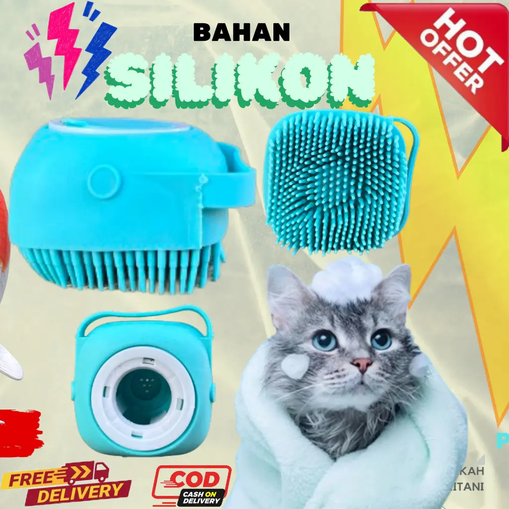 BRUSH MANDI - Sikat Sisir Mandi Silikon Bulu Pijat Hewan Kucing Anjing