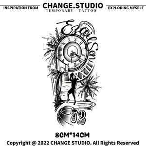 รอยสักชั่วคราว ดีไซน์เครื่องตีระฆังบาสเก็ตบอล กันน้ำและทนต่อการเสียดสี ติดทนนาน 15 วัน สติ๊กเกอร์รอยสัก