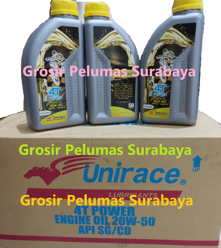 Murah SNI Oli Mesin Motor UNIRACE 4T Power 20W50 20W/50 800ml 800 ML dan 1 Liter 1LTr 0