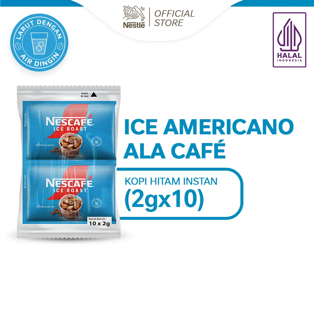 Nestle Nescafe Ice Roast Americano Kopi Hitam Instant (10x2g)