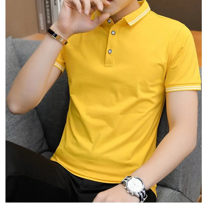 Men's short-sleeved polo shirt New plus size student polo T-shirt
