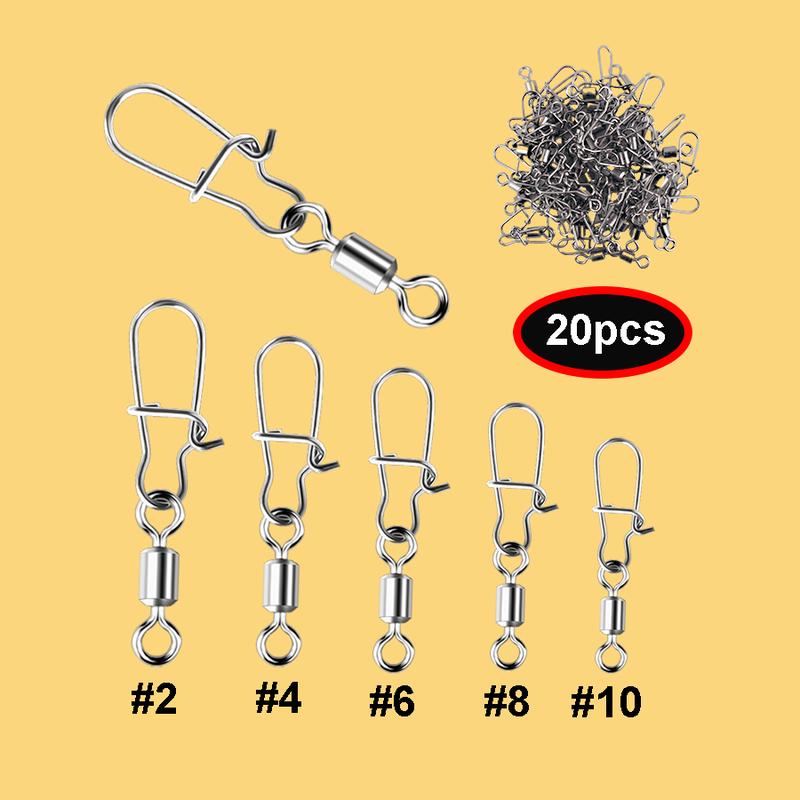 Product Introduction of ตัวเชื่อมต่อตะขอปลา, F154, ตะขอเกี่ยวสแน็ปโรลลิ่งส, 20 ชิ้น, สแตนเลส, พร้อมแบริ่ง, หมุดสแน็ป, อุปกรณ์ตกปลา 0