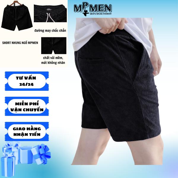 Quần short kaki nhung tăm màu đen from trên Nam Menswear