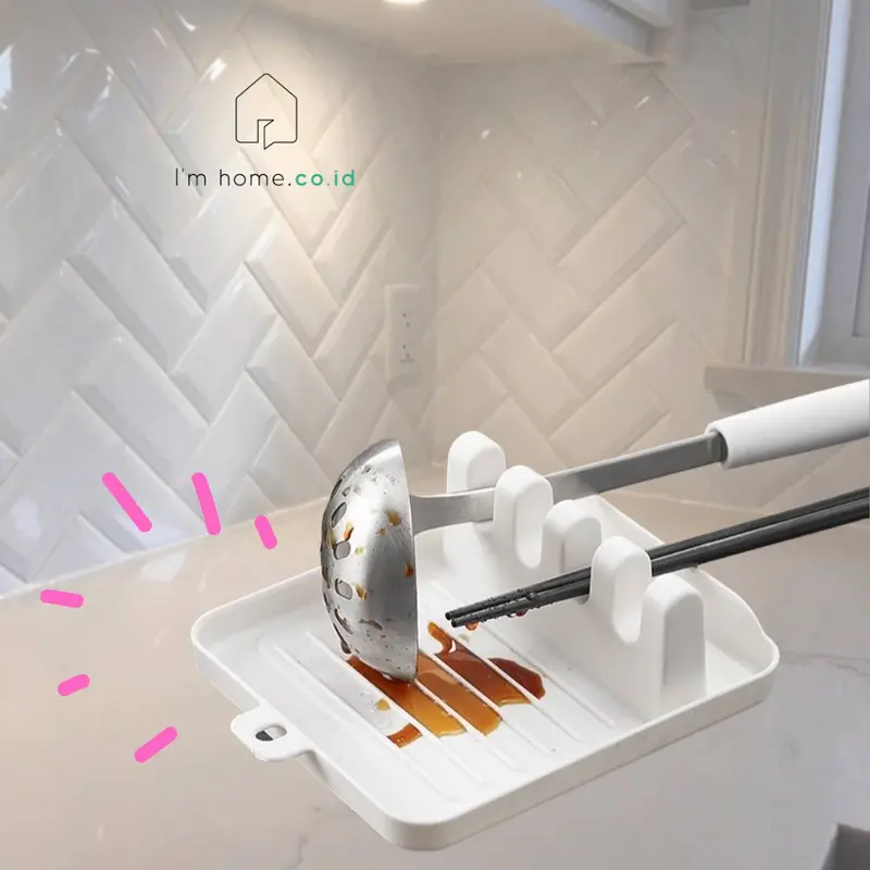 Alat masak peralatan dapur Alas spatula centong tutup panci white aesthetic estetic estetik home decor imhome perabotan rumah tangga dapur kitchen tools lucu unik murah sale tatakan sendok sutil holder perabot dapur penyimpanan plastik kodek 1 Buah Putih 0