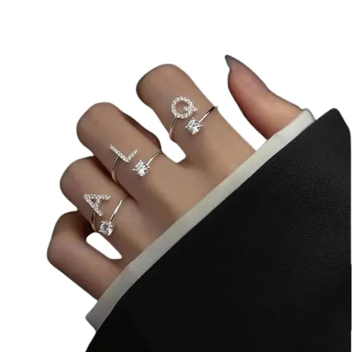 Cincin Inisaial Nama Titanium ABJAD Nama - Inisial Nama Wanita -Cincin Nama Wanita 2