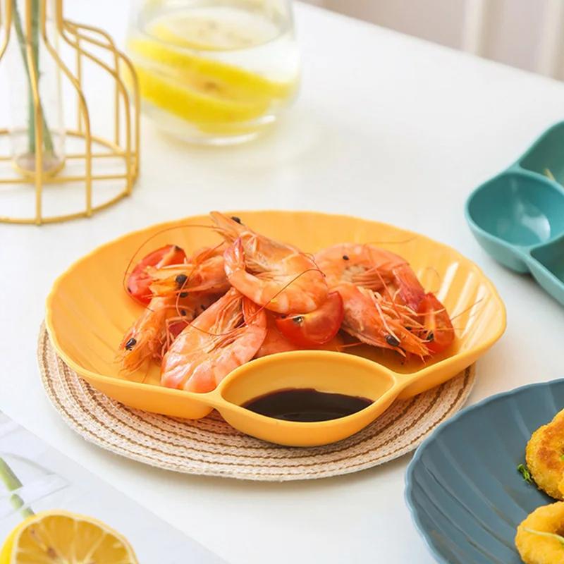 Creative Shell Shaped Dumpling Plate With Dip Vinegar Dish Plastic Sushi French Fries Snacks Dried Fruit Tray Bone Spitting Dish 1