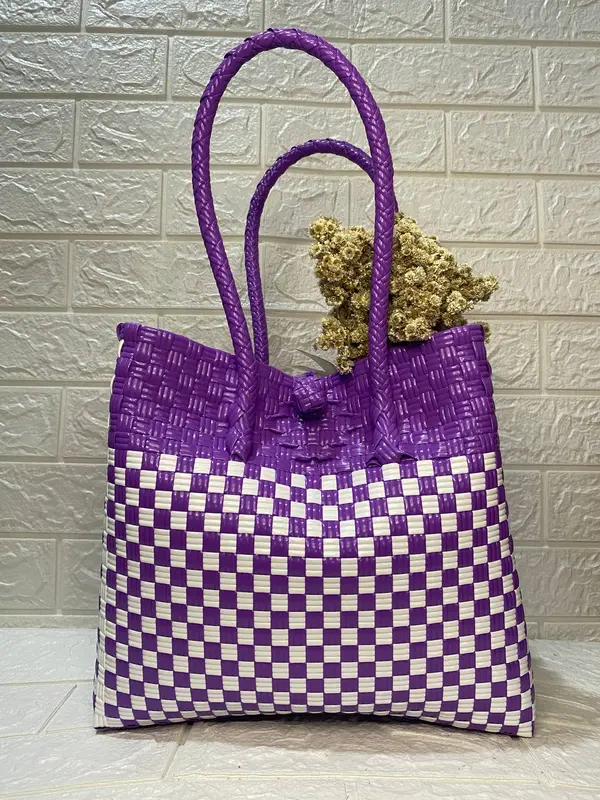 [Istana Anyaman] Tas Anyaman Jali Premium Edisi Kondangan Dapat Muat Gula 4-5 Kg Polos Setrip Tote Totebag 2