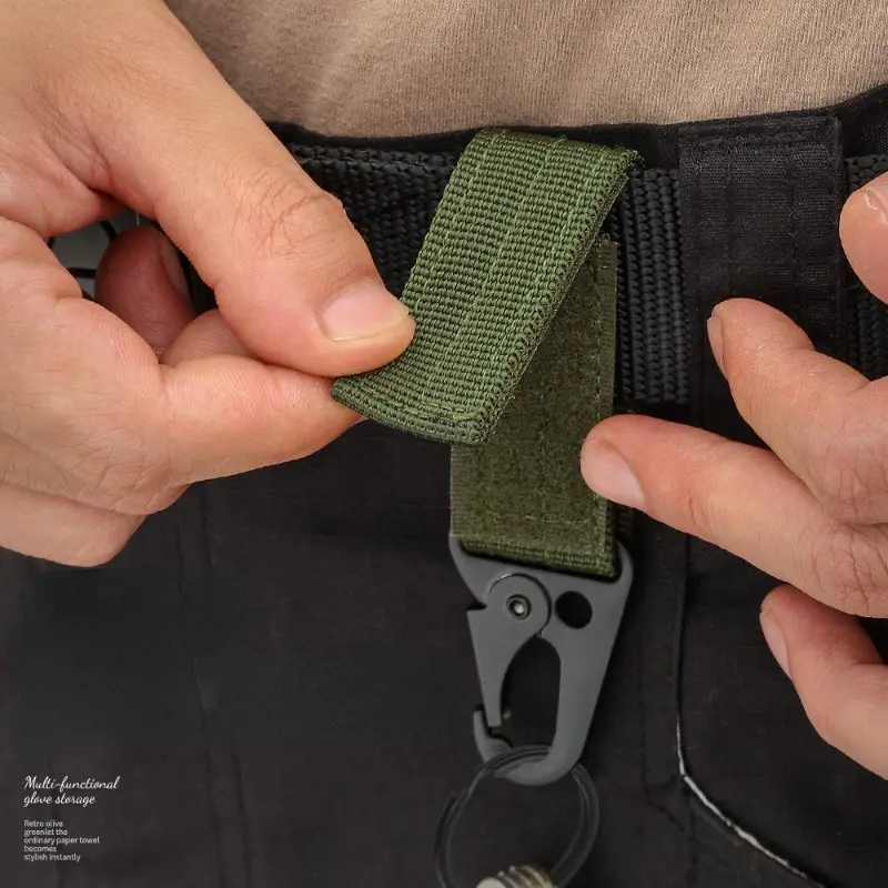 Tactical Hanging Buckle Molle Nylon Webbing Carabiner Belt Triangle Keychain for Outdoor Climbing Camping Tool Accessory