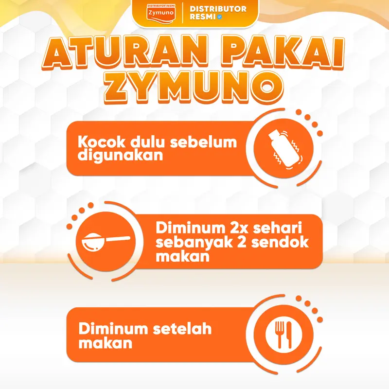 ZYMUNO 2 BOTOL - Madu Herbal Alami Original [BPOM & HALAL] Bahan Honey Syrup Jelly 7