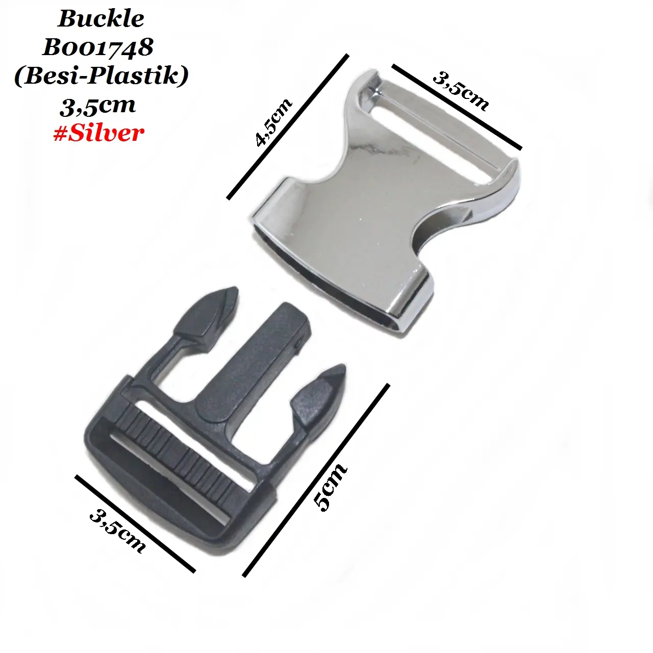 Kander Alloy Buckle Backpack Gesper Kunci Sodok Slot Shiny 3,5cm