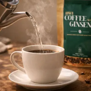 HWI Cup Kopi Ginseng 250g 10  Serbuk Instan Bubuk Sachet Rasa Premium Teman Fokus & Aktivitas Harian Coffee Arabica dengan Ekstrak Ginseng untuk Keseharian Anda Minuman Hangat dan Smooth - Air