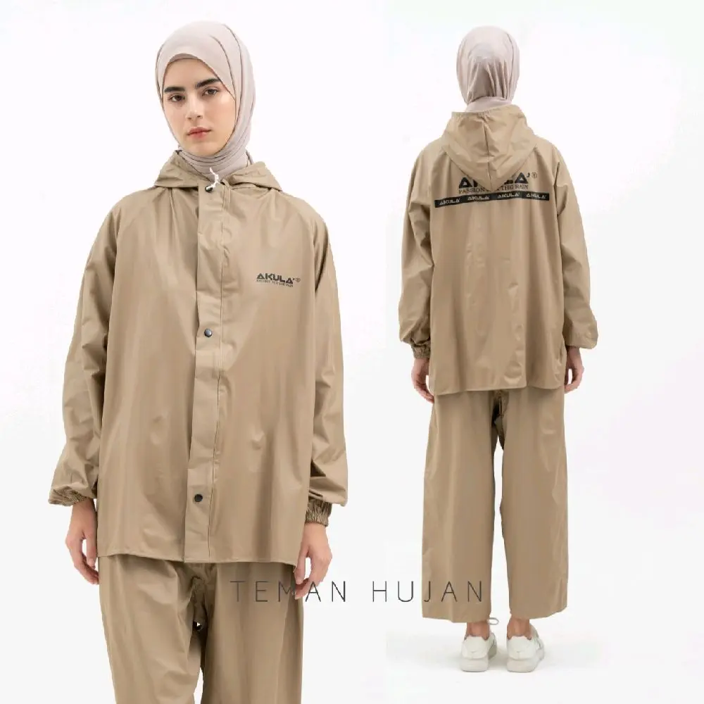 Jas Hujan Setelan Dewasa Pria dan Wanita By AKULA Bahan Karet PVC 0.25 Anti Rembes