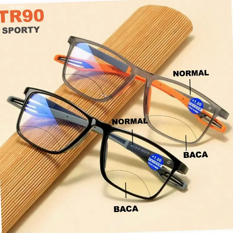 Kacamata Baca & Jalan +1 +1,5 +2 +2,5 +3 +3,5 +4 Ultralight TR90 Kacamata Fashion Baca Anti Blue Light Bingkai Sporty Unisex Pria Wanita 1717 SPORTY dobel lensa nazraat.optik | Hot Item