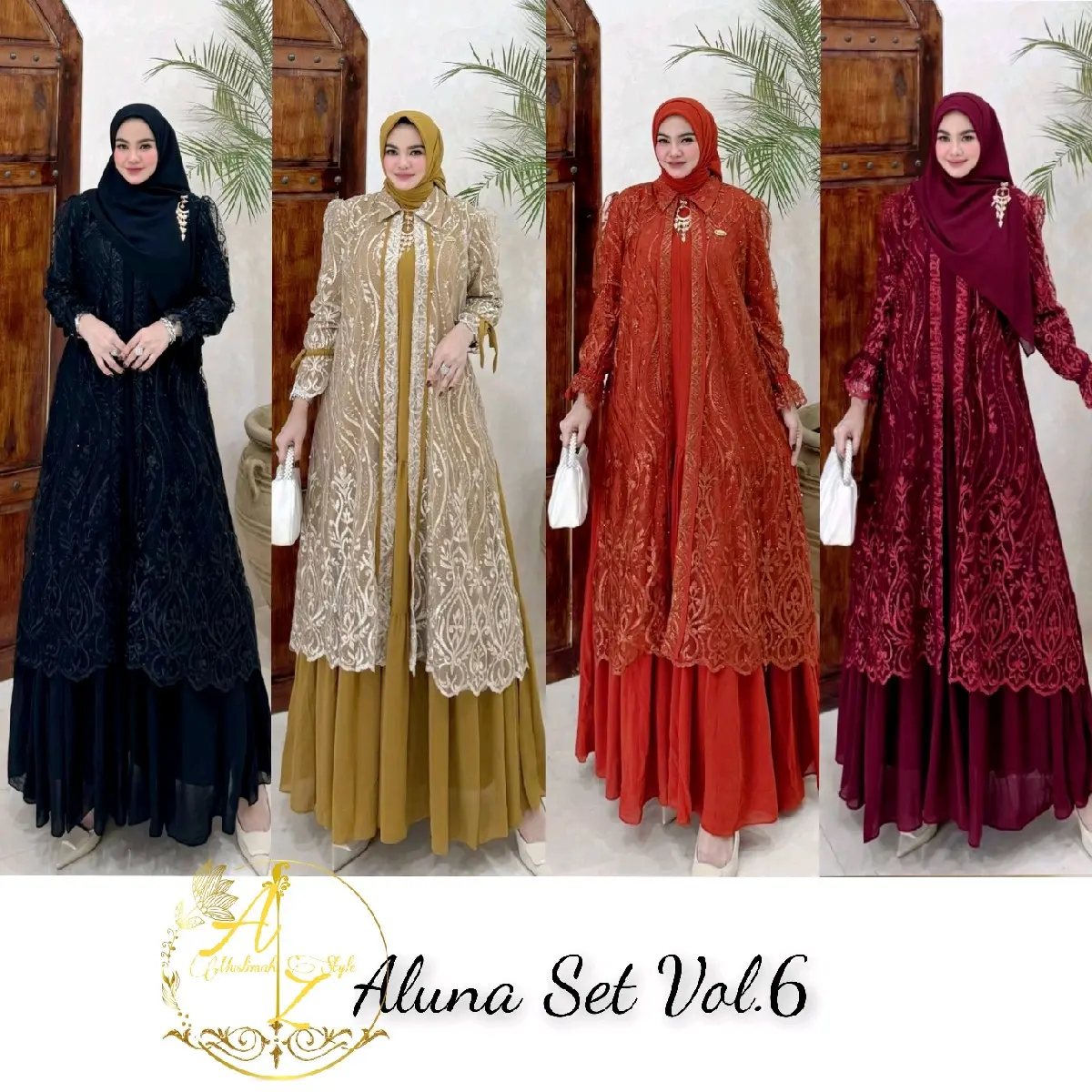 COD DRES ALUNA SERIES TERBARU SET HIJAB FREE BROS CANTIK Gamis Dewasa Simple Mewah ELEGAN Pesta Kondangan Muslim Wanita Syari Lebaran Maxi Ceruty