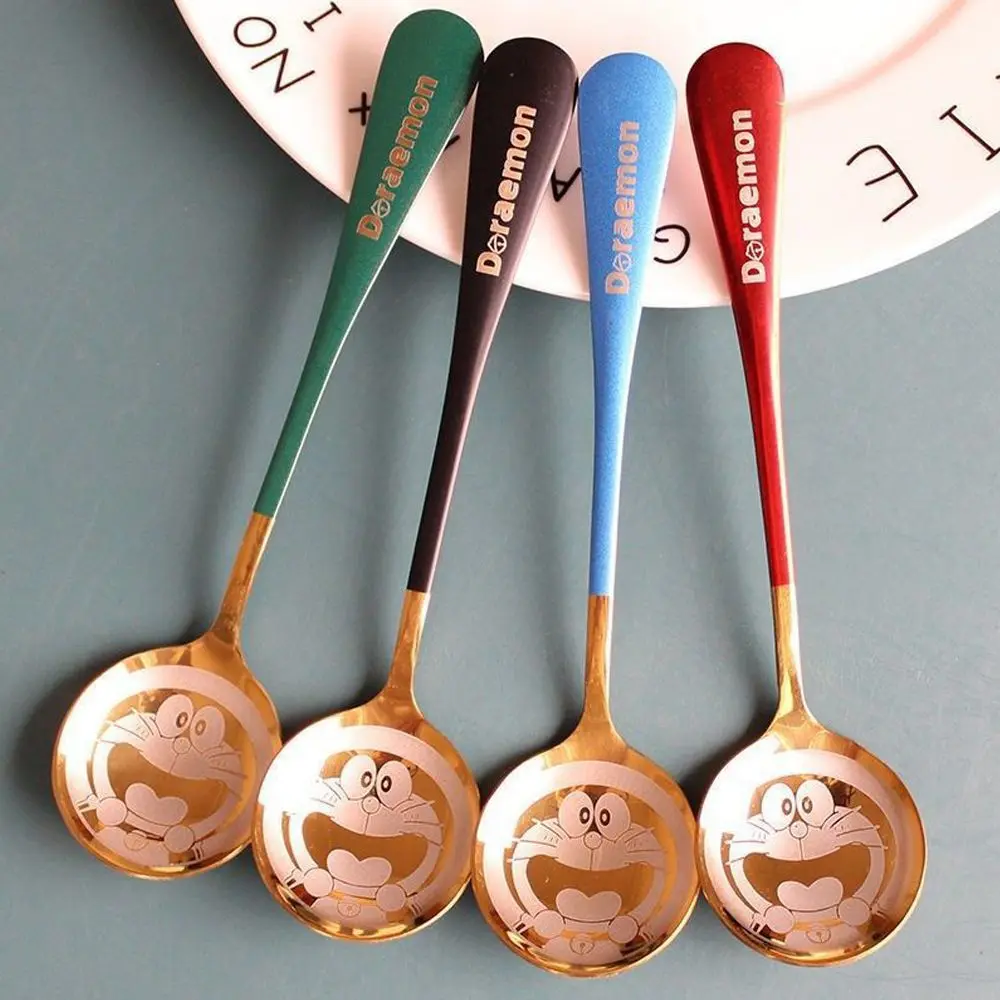 nowso New Round Cute Cartoon Thickened Jingle Cat Spoon Doraemon