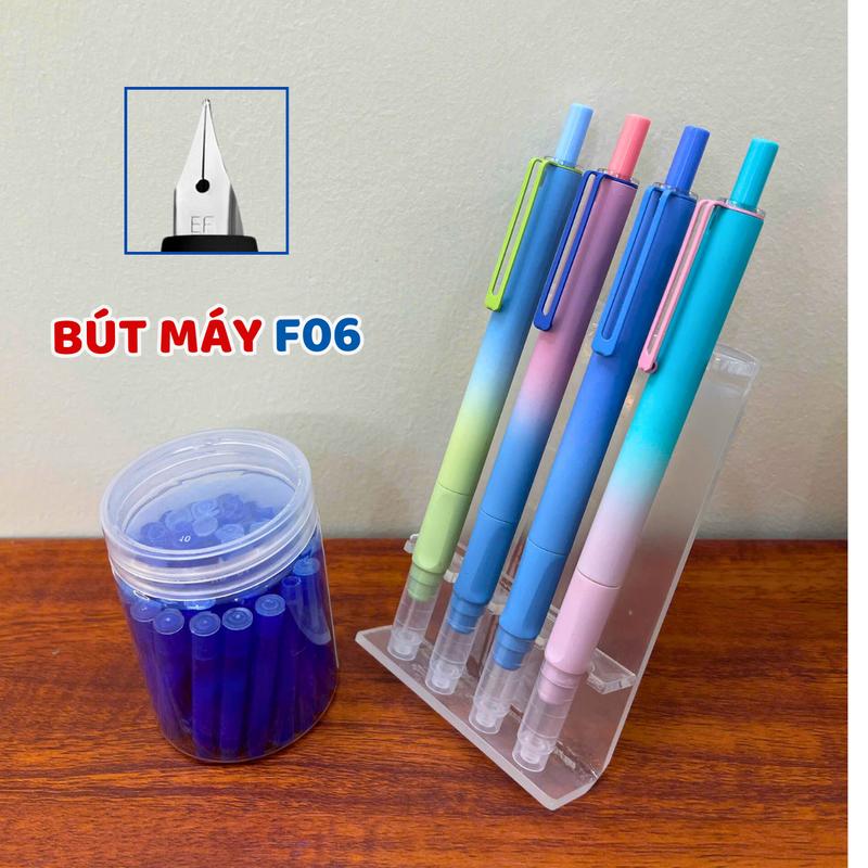Bút Máy Bấm F06 Nét Chữ 0.38mm Thân Nhỏ Gọn Ngòi Bấm Chất Lượng Cao Phù Hợp Học Sinh Tiểu Học 1-5 Mực In Đậm Rõ Ràng