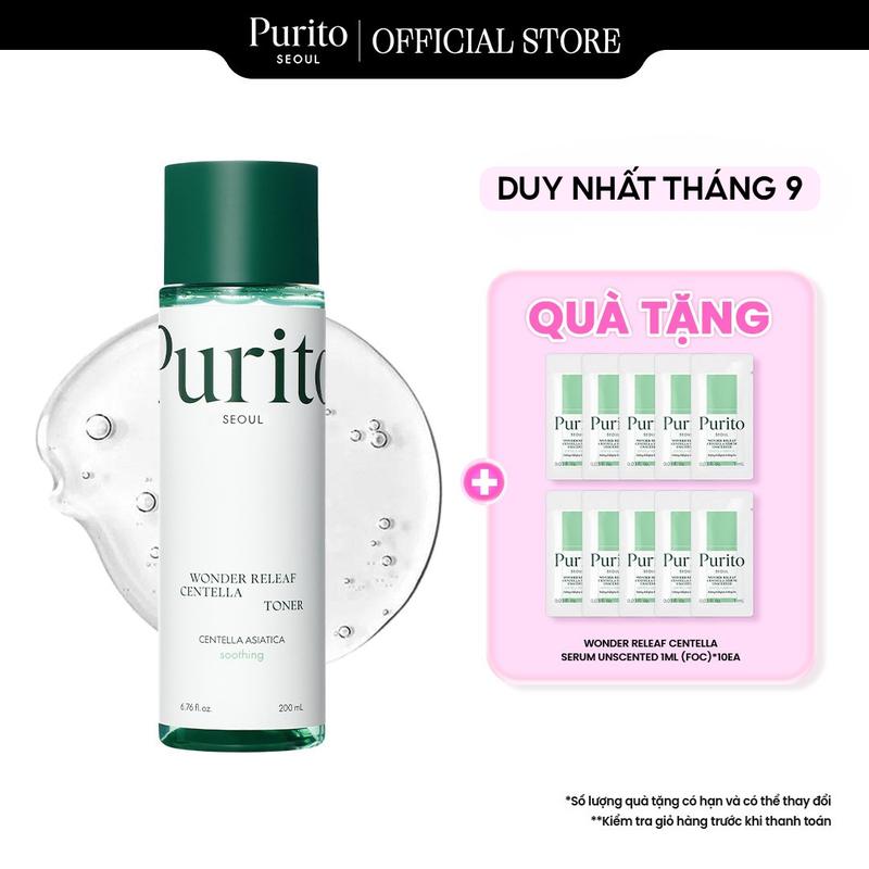 Toner Rau Má Không Mùi PURITO Wonder Relief Centella Toner Unscented 200ml