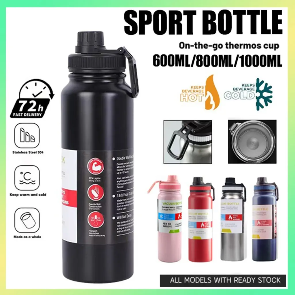 600 800 1000ML Stainless Steel Thermos Cup Double Layer Hot and Cold Vacuum Thermos Cup Sports Cup With Box Bottle Drinkware Flasks Ice Cubes Leakproof Insulation Silicone Tumbler Mug Portable Bottled Lightweight Lid tumbler heat accessories filter