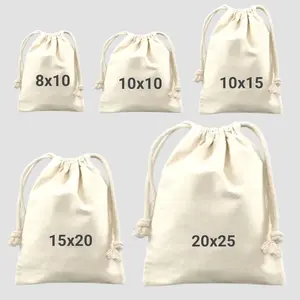 Kantong Pouch Serut Kain Blacu Tebal Polos Tempat Souvenir Serbaguna