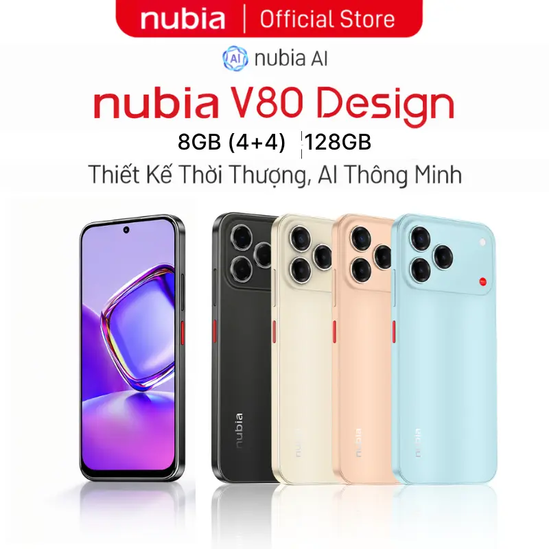 Điện thoại di động Nubia V80 Design - Màn hình 6.75" 120Hz I Độ sáng 1000nits I Âm thanh đa chiều I Hỗ trợ NFC