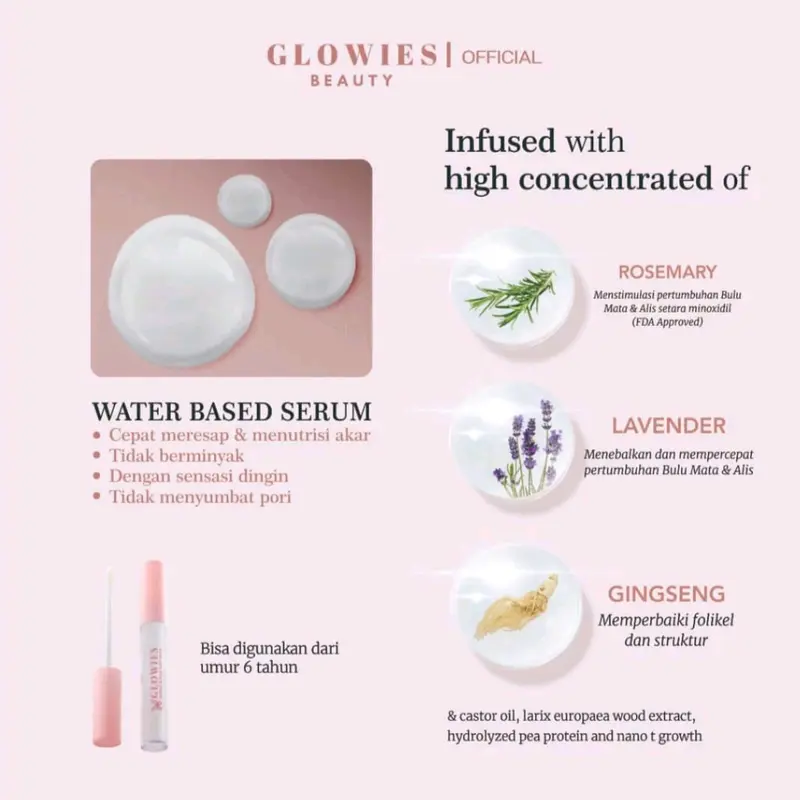Glowies Beauty Eyelash & Brow Nutri Serum | Serum Penumbuh Alis dan Bulu Mata | Free Cermin & Pengukur Bulu Mata 2