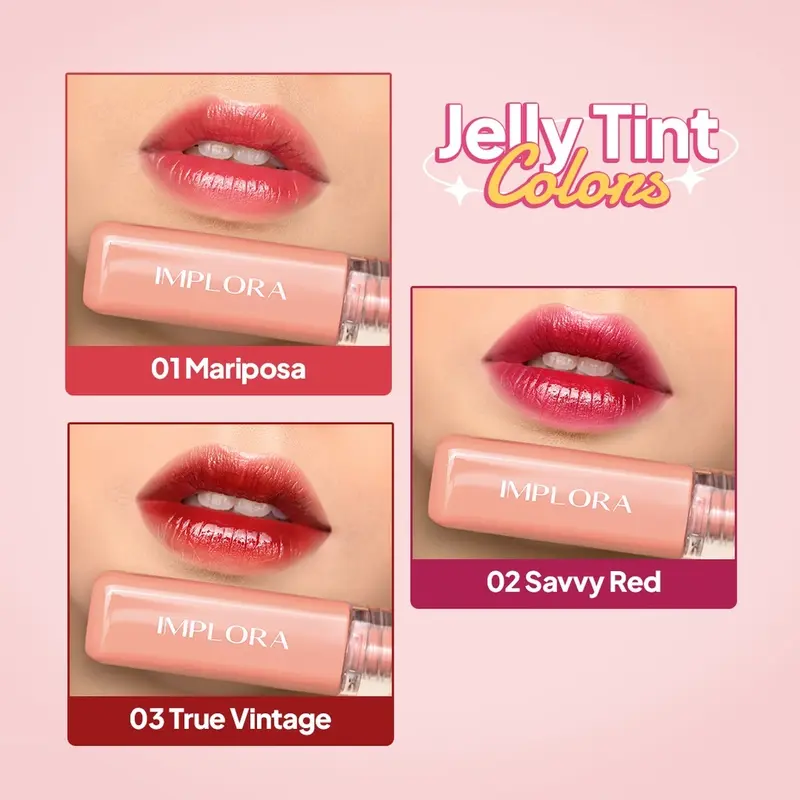 Implora Jelly Tint Lipstik Gel Gloss 5ML - Bibir Halus, Bervolume, dan Melembabkan Bibir - Orange 5