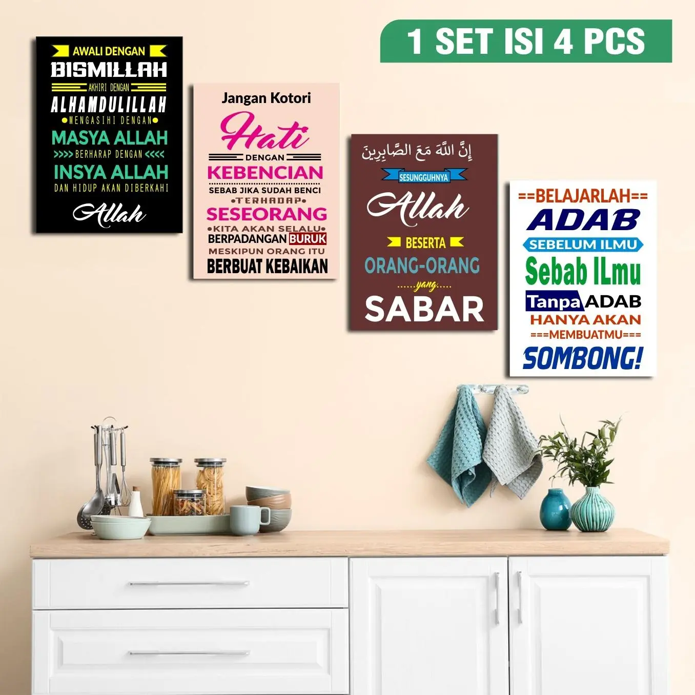 Hiasan Dinding Rumah Wall Decor Paket 4 PCS Dinding Dinding Kayu