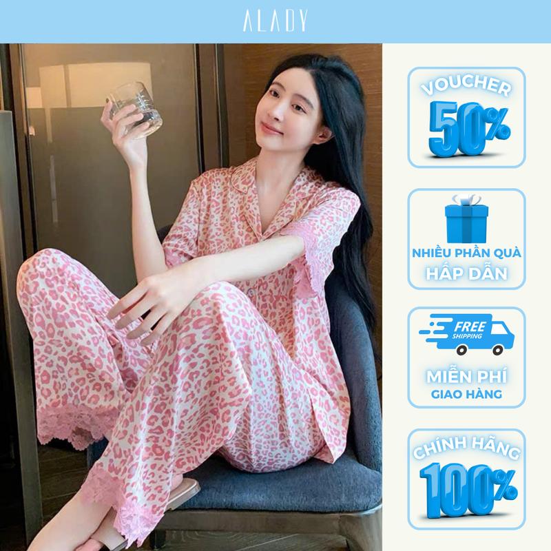 ALADY TN071 - Đồ bộ Nữ Pijama chất liệu lụa cao cấp phối ren, mềm mại và thoáng mát Quần Ngủ Áo Ngủ