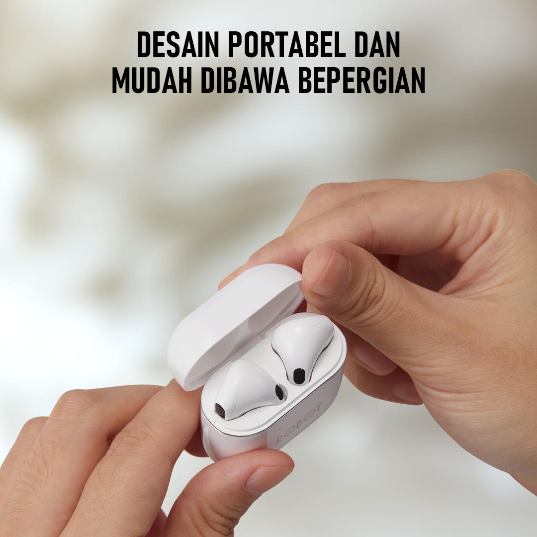 Paket Bundling TWS + Case - Robot TWS Wireless Earphone Airbuds New T50S dan case T50S Original BT 6.0 True Wireless Headset Bluetooth Earbuds IPX4 WaterProof - Garansi 1 Tahun [BISA COD]