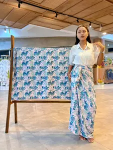 KAIN PANTAI PREMIUM MOTIF BARONG BALI | PERPADUAN WARNA SOFT PINK DAN HIJAU - OLEH-OLEH KHAS BALI