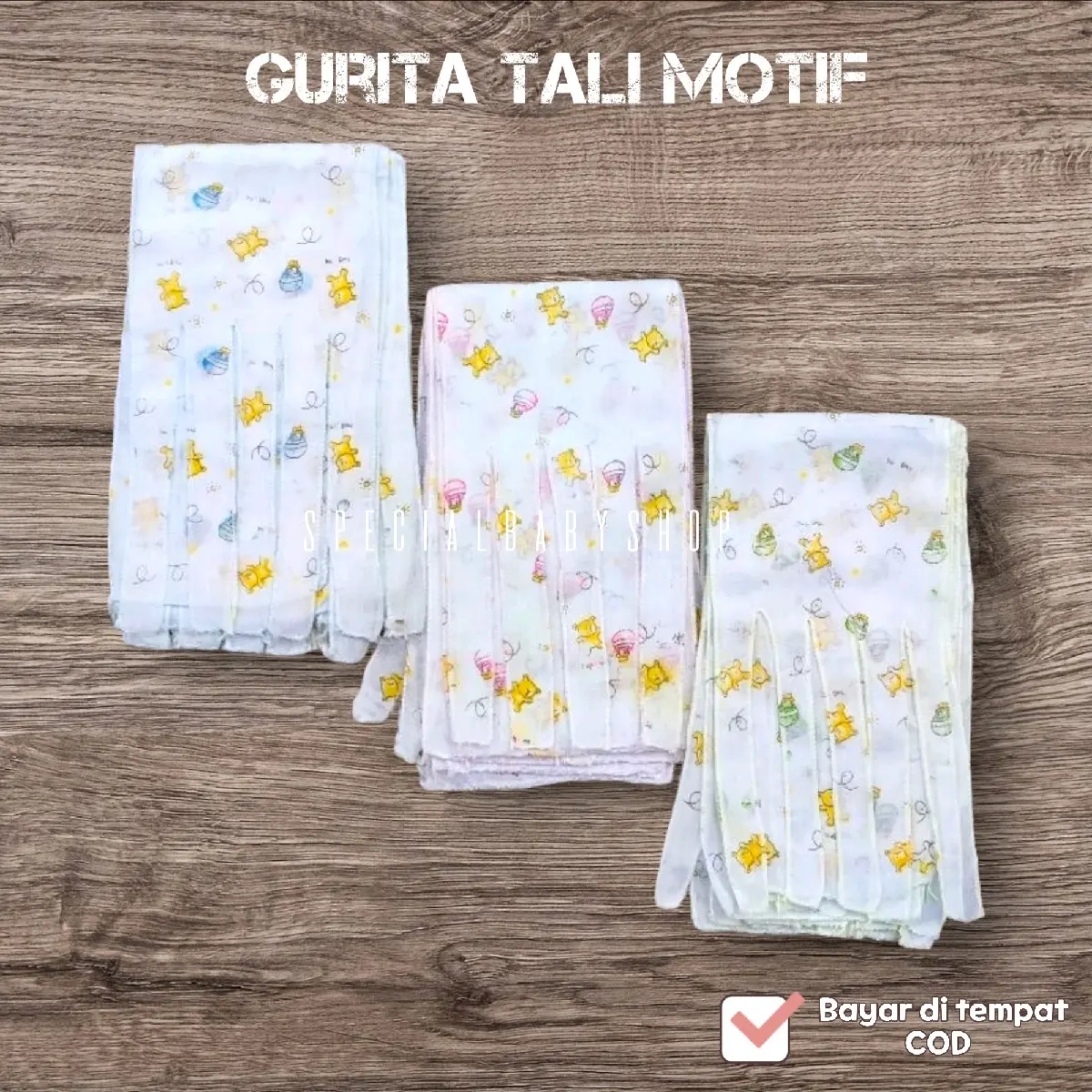 SPECIALBABY 6 pcs GURITA TALI PUTIH/MOTIF bayi baru lahir cewe cowo lembut 2 lapis cotton pe