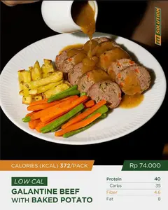 Low Cal Beef Galantine (Lean Beef) with Baked Potato & Veggies .Healthy Prep Meal Catering Diet