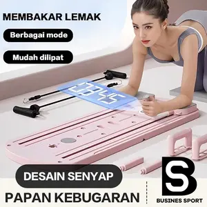 BUSINES SPORTS Papan Perut Latihan Perut Aerobik 5 ln 1 Push Up AB Wheel Roller Plank Trainer Alat Sit Up
